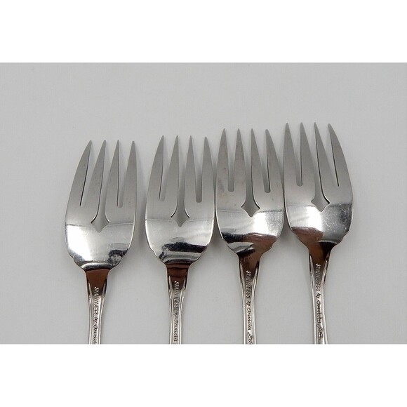Oneida Strathmore Stainless Salad Forks Deluxe Glossy Flatware Set of 4 - Picture 6 of 10